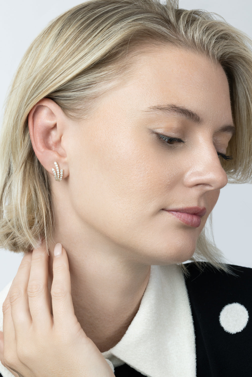 Diamond Three Line Earrings-YELLOW GOLD-JEWELRYFINE JEWELEARRING-SOFIA LAROUSSI