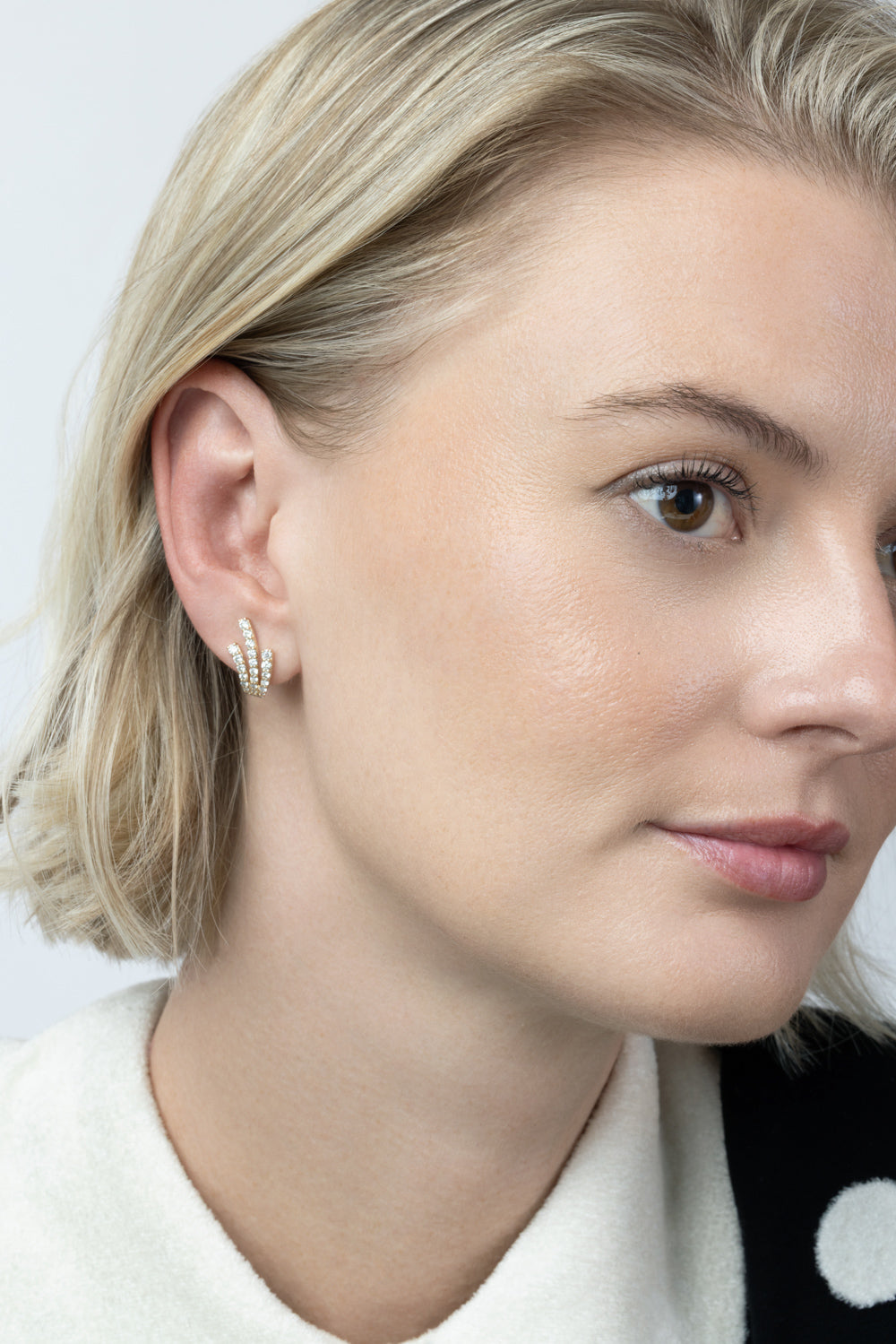Diamond Three Line Earrings-YELLOW GOLD-JEWELRYFINE JEWELEARRING-SOFIA LAROUSSI