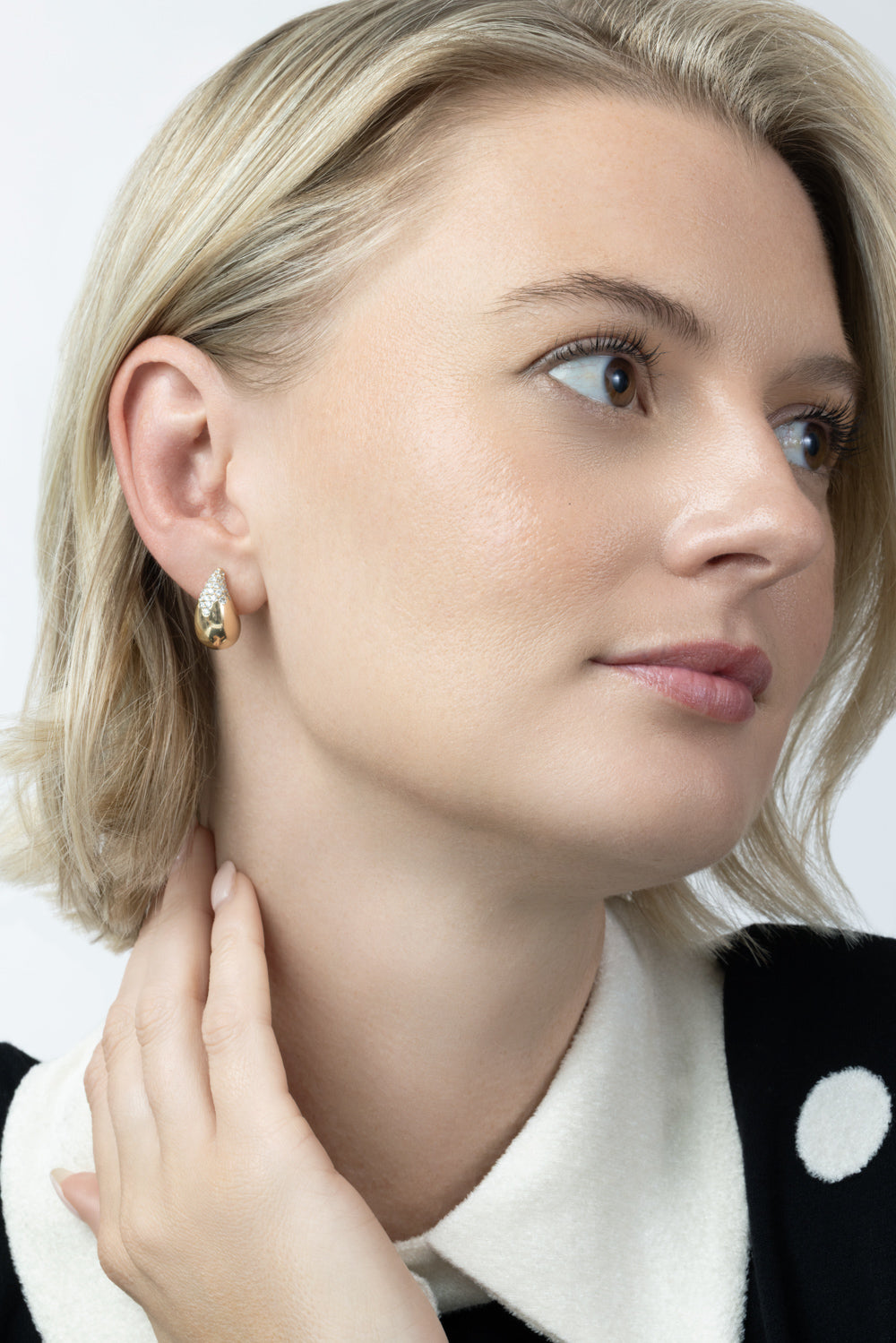 Diamond Tear Drop Stud Earrings-YELLOW GOLD-JEWELRYFINE JEWELEARRING-SOFIA LAROUSSI
