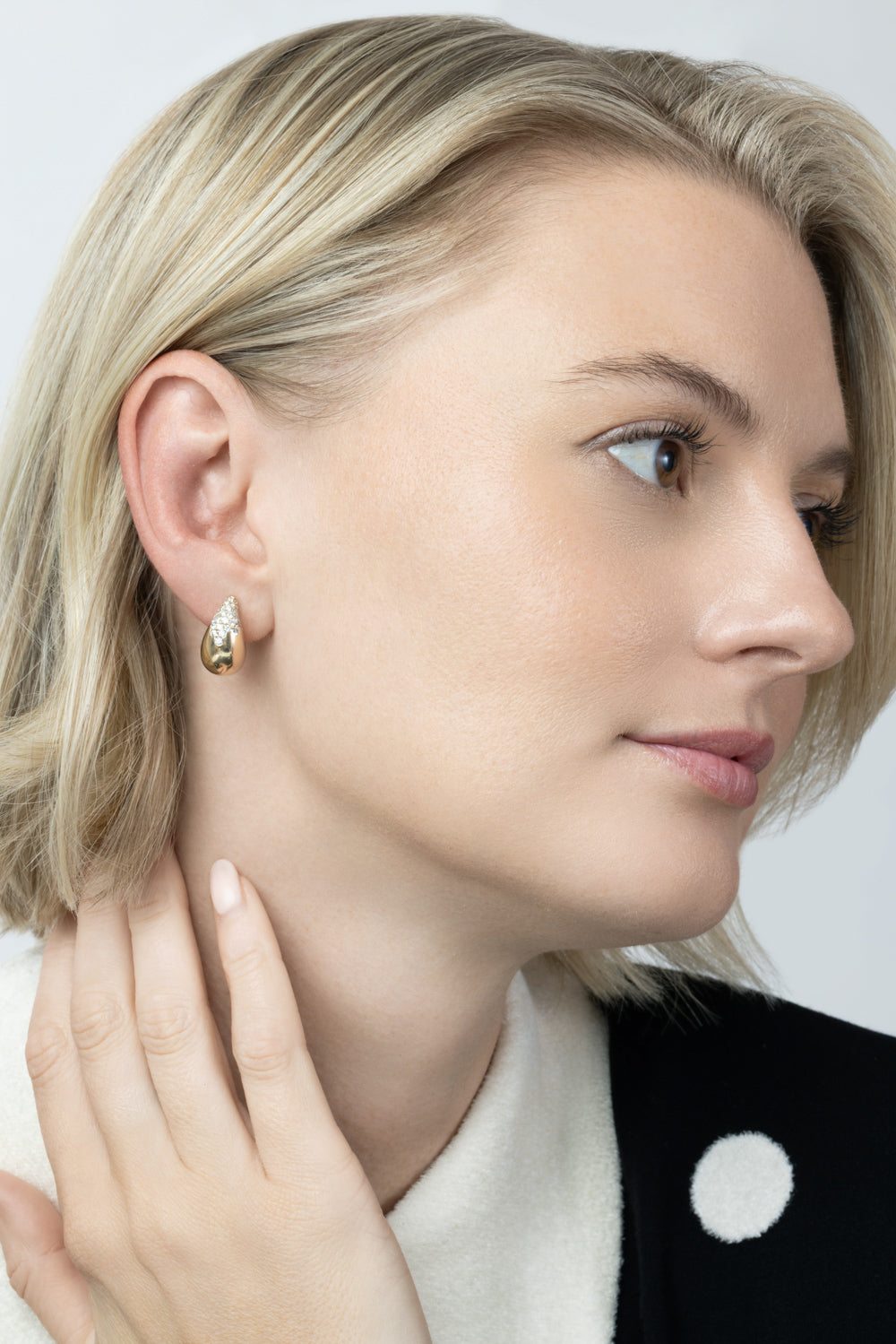 Diamond Tear Drop Stud Earrings-YELLOW GOLD-JEWELRYFINE JEWELEARRING-SOFIA LAROUSSI