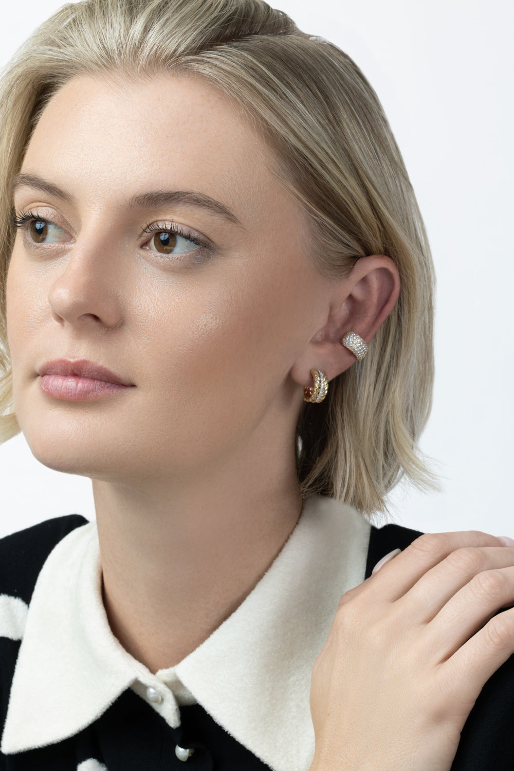  Diamond Wide Pave Ear Cuff - Yellow Gold-YELLOW GOLD-JEWELRYFINE JEWELEARRING-SOFIA LAROUSSI 