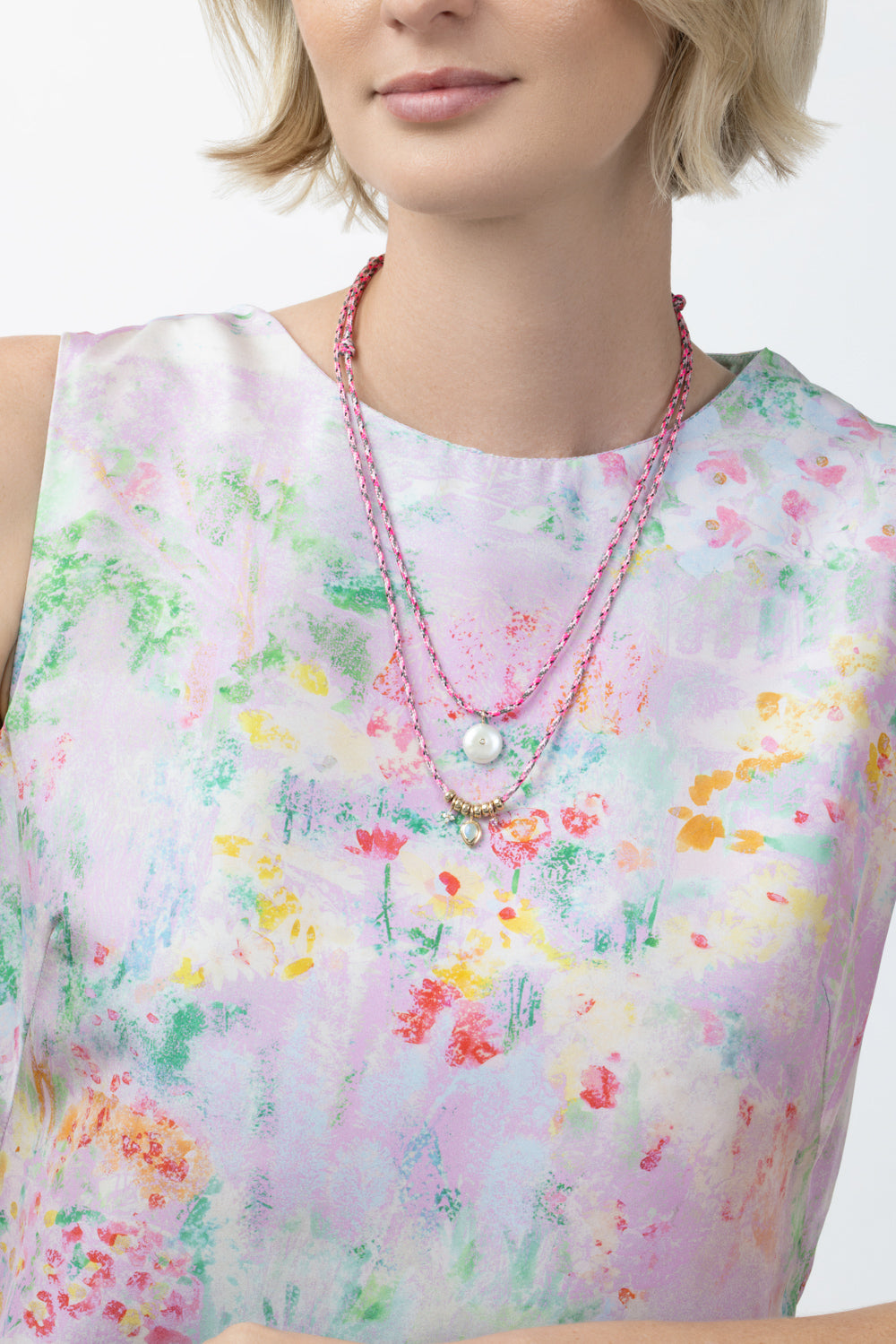 Pearl Diamond Cord Necklace-YELLOW GOLD-JEWELRYFINE JEWELNECKLACE O-ZOE CHICCO