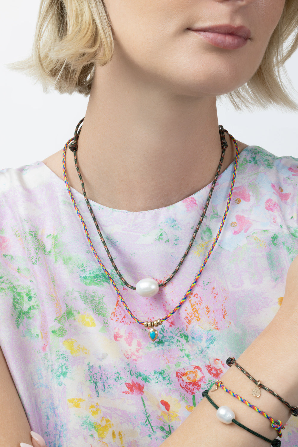  Pearl Camo Cord Necklace-YELLOW GOLD-JEWELRYFINE JEWELNECKLACE O-ZOE CHICCO 
