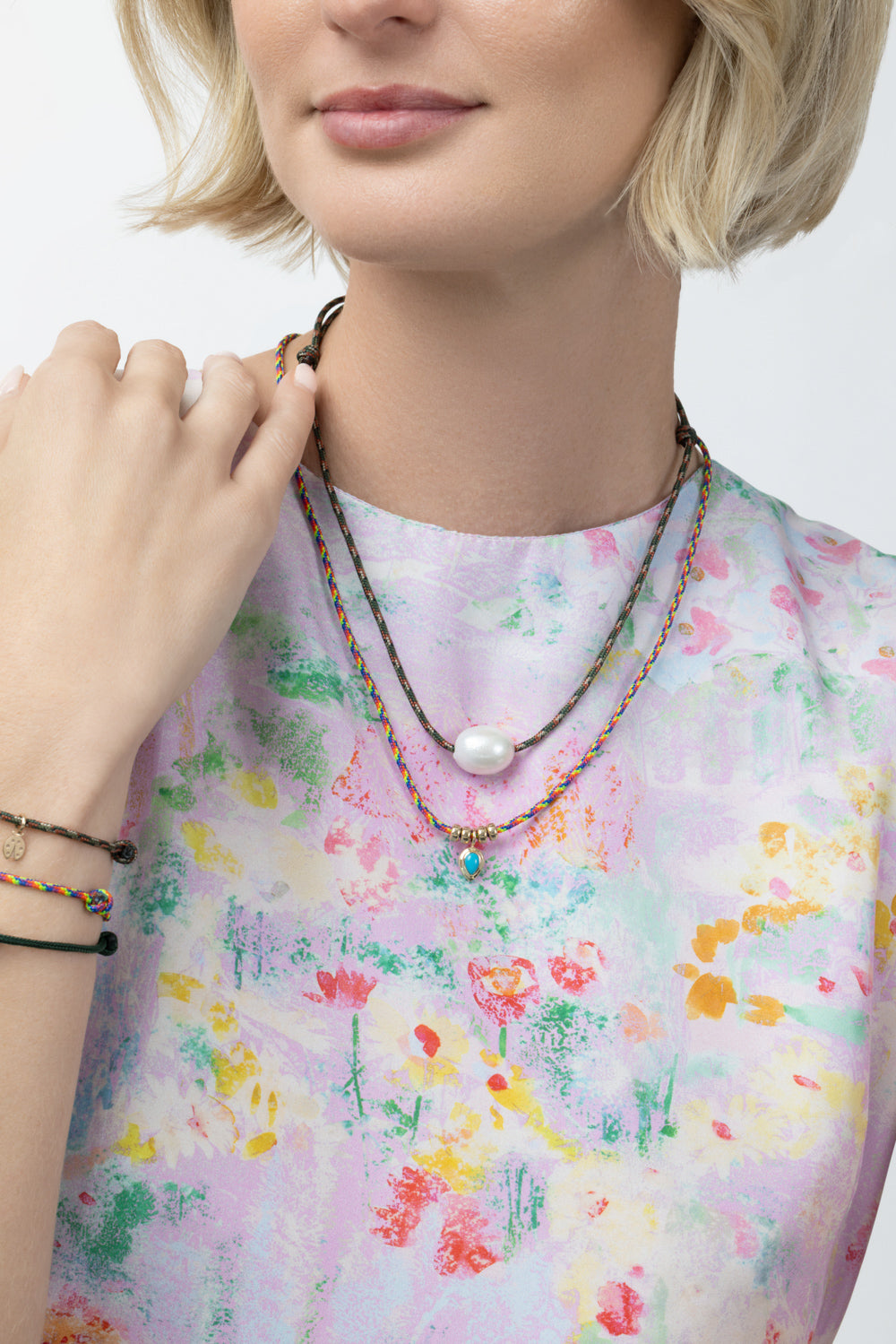 Pearl Camo Cord Necklace-YELLOW GOLD-JEWELRYFINE JEWELNECKLACE O-ZOE CHICCO