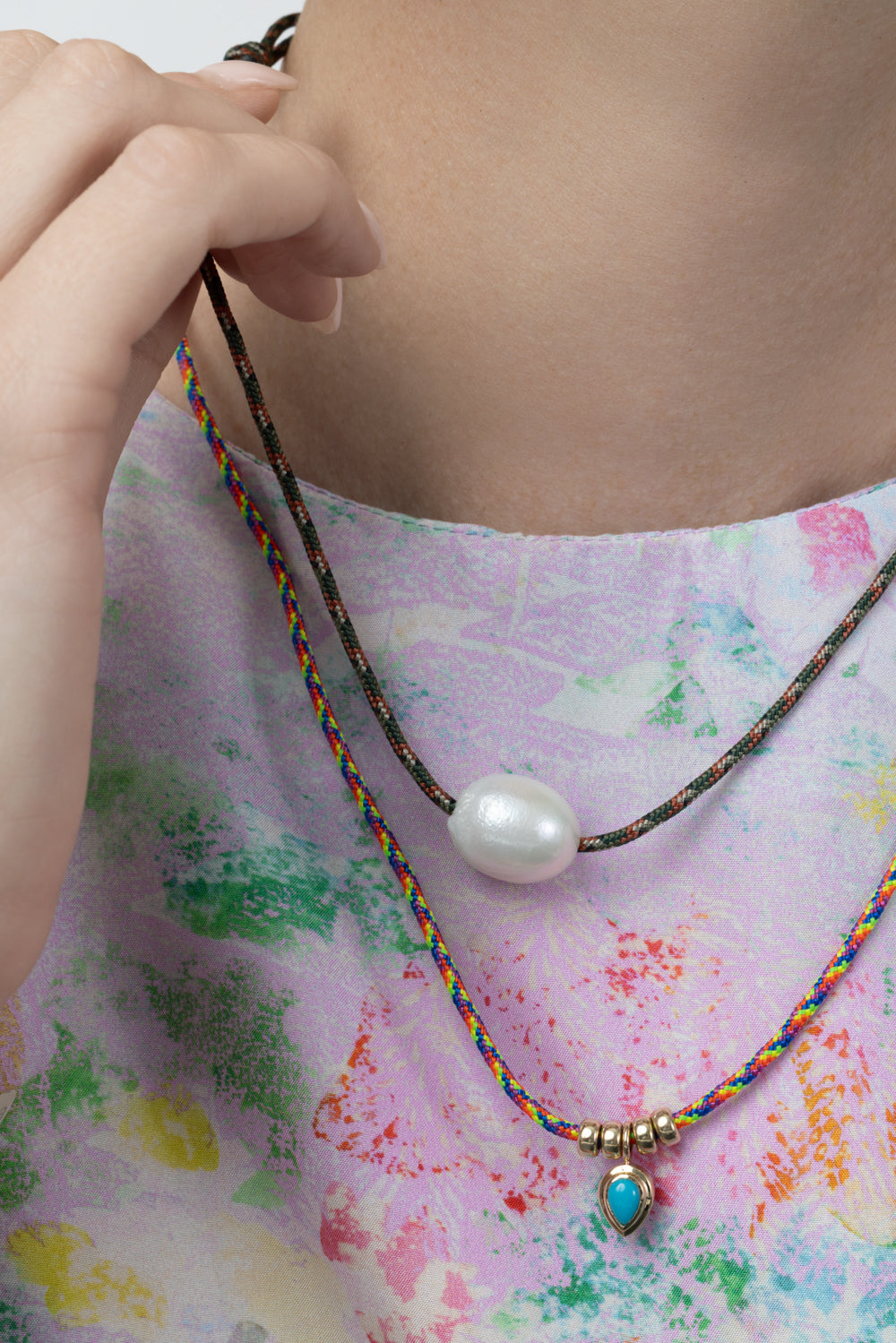  Pearl Camo Cord Necklace-YELLOW GOLD-JEWELRYFINE JEWELNECKLACE O-ZOE CHICCO 