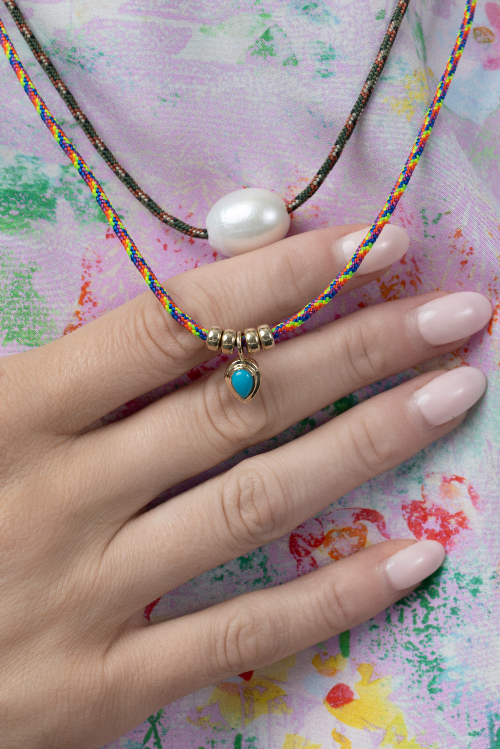 Turquoise Rainbow Crod Necklace-YELLOW GOLD-JEWELRYFINE JEWELNECKLACE O-ZOE CHICCO