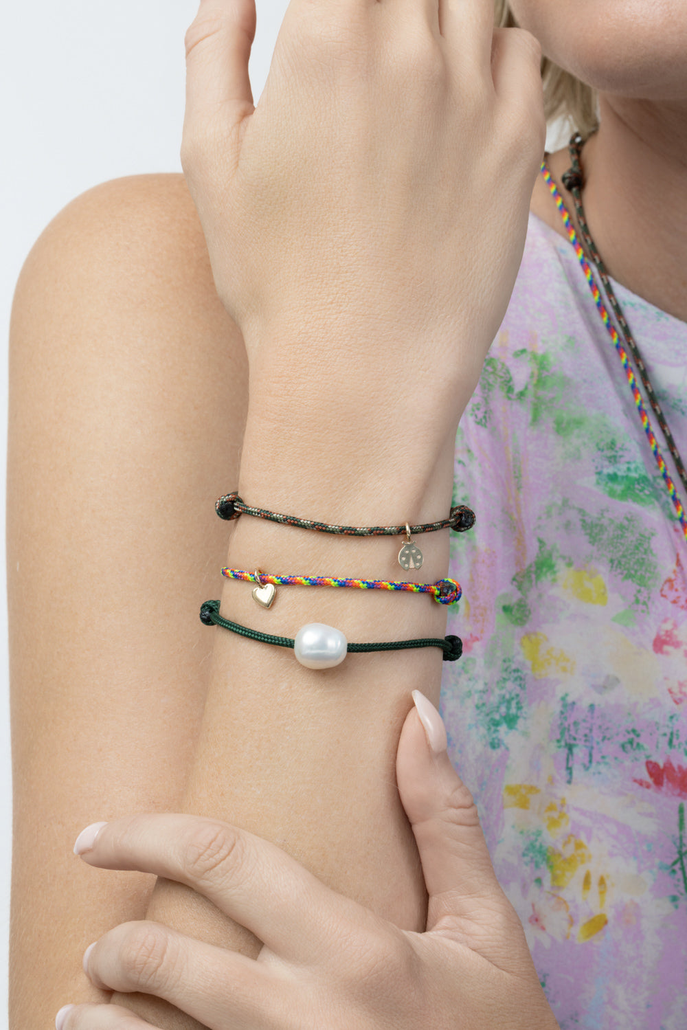 Pearl Green Cord Bracelet-YELLOW GOLD-JEWELRYFINE JEWELBRACELET O-ZOE CHICCO