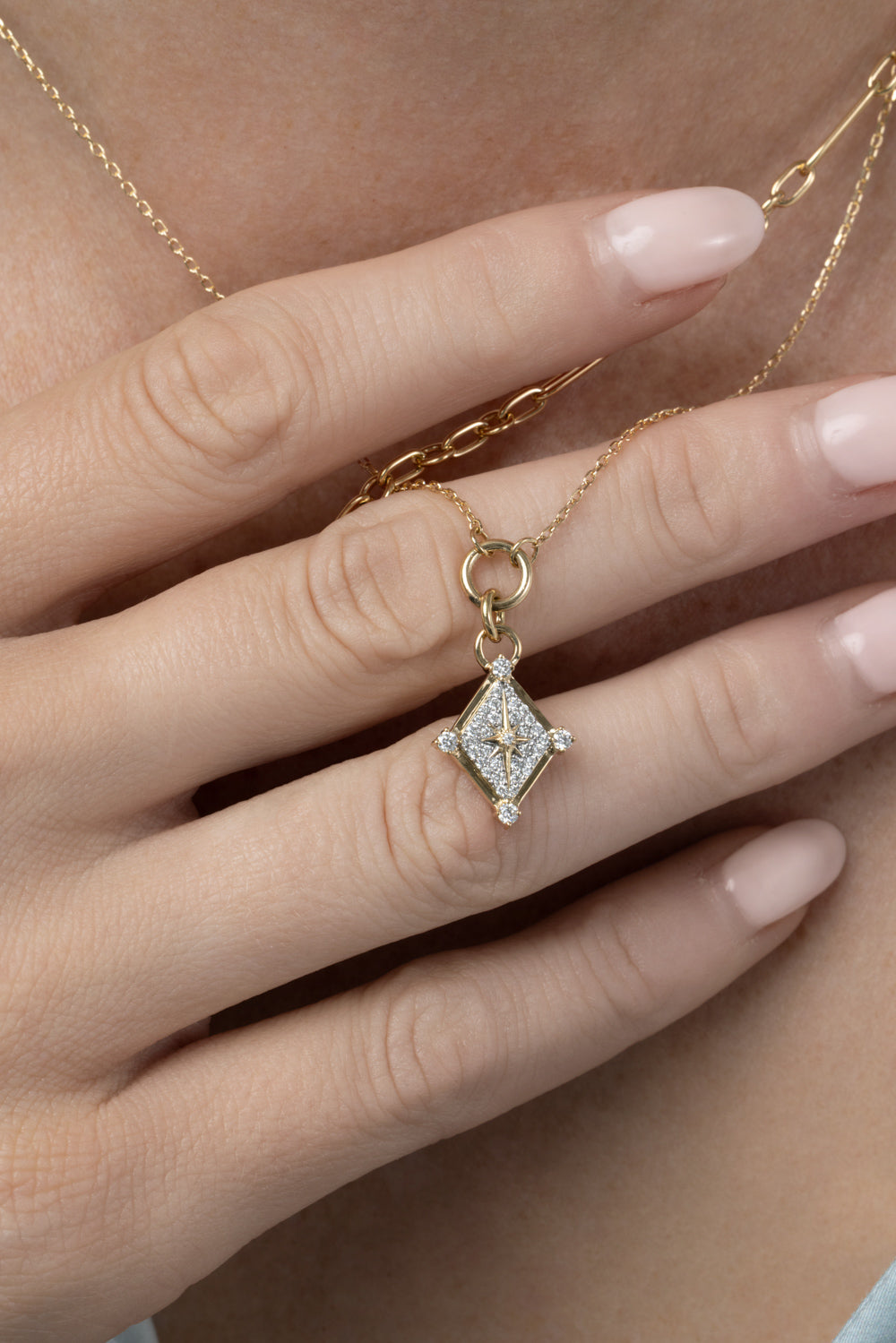 Diamond Pave Inner Light Thread Necklace-YELLOW GOLD-JEWELRYFINE JEWELNECKLACE O-FOUNDRAE 