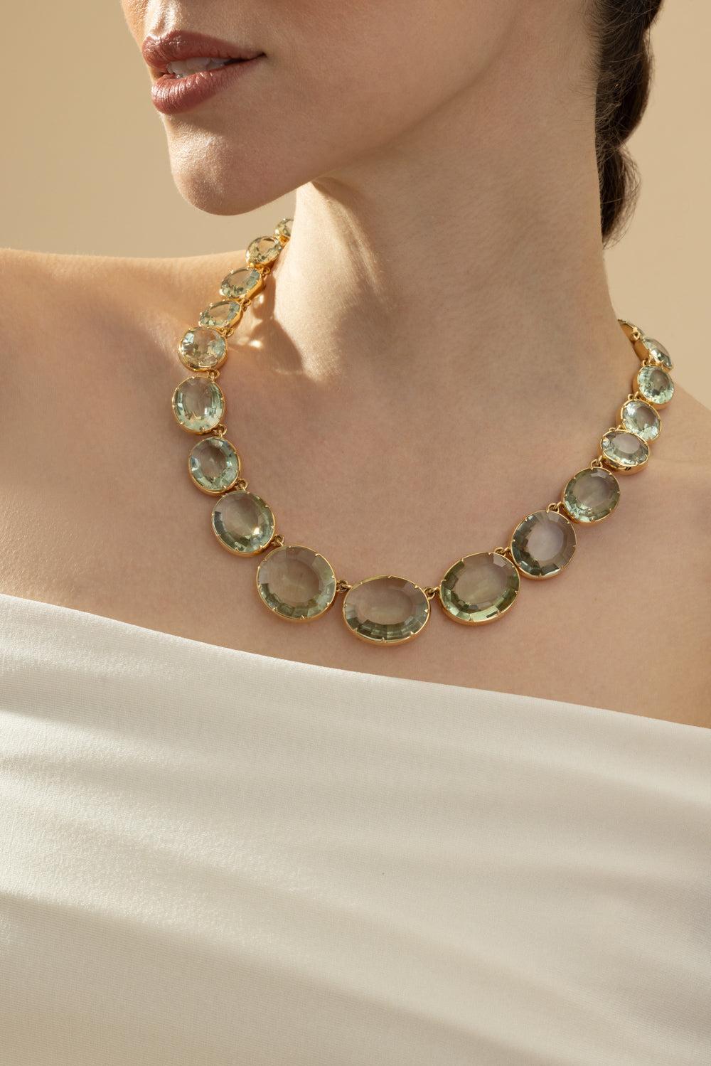 Green Amethyst Riviera Necklace-YELLOW GOLD-JEWELRYFINE JEWELNECKLACE O-CICADA