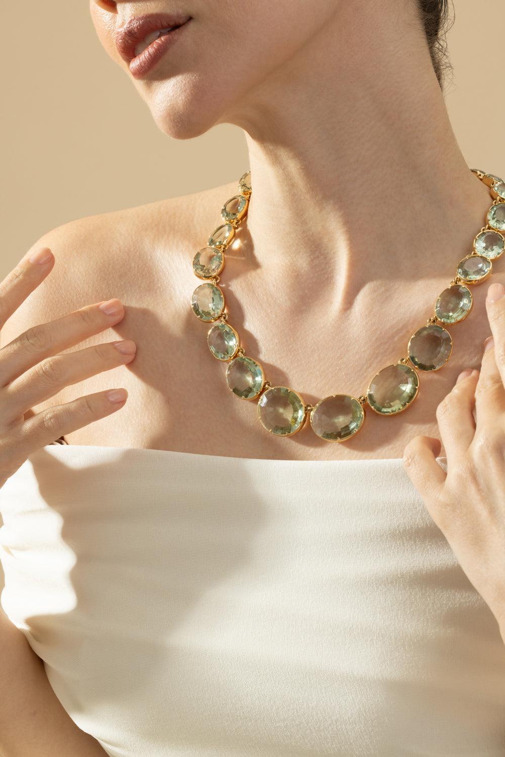 Green Amethyst Riviera Necklace-YELLOW GOLD-JEWELRYFINE JEWELNECKLACE O-CICADA