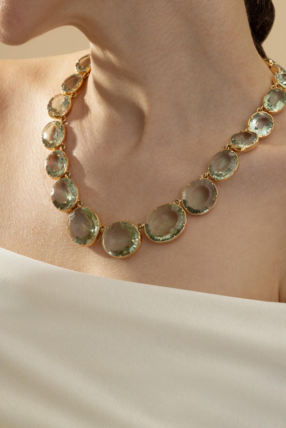 Green Amethyst Riviera Necklace-YELLOW GOLD-JEWELRYFINE JEWELNECKLACE O-CICADA