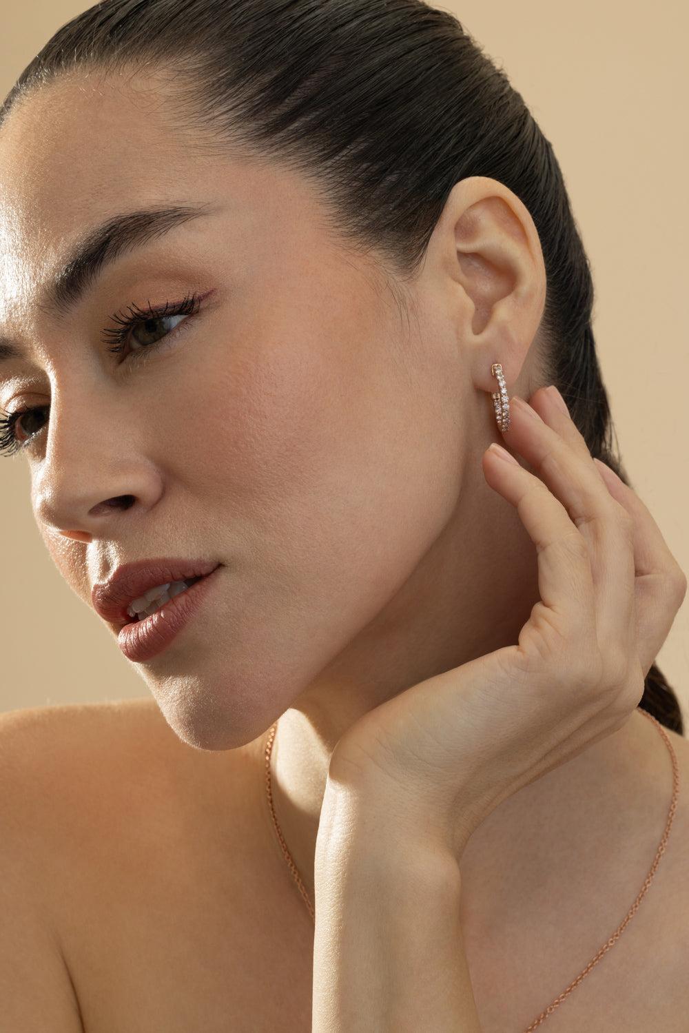 Diamond Hoop Earrings-ROSE GOLD-JEWELRYFINE JEWELEARRING-RARE COLORS BY NAMDAR