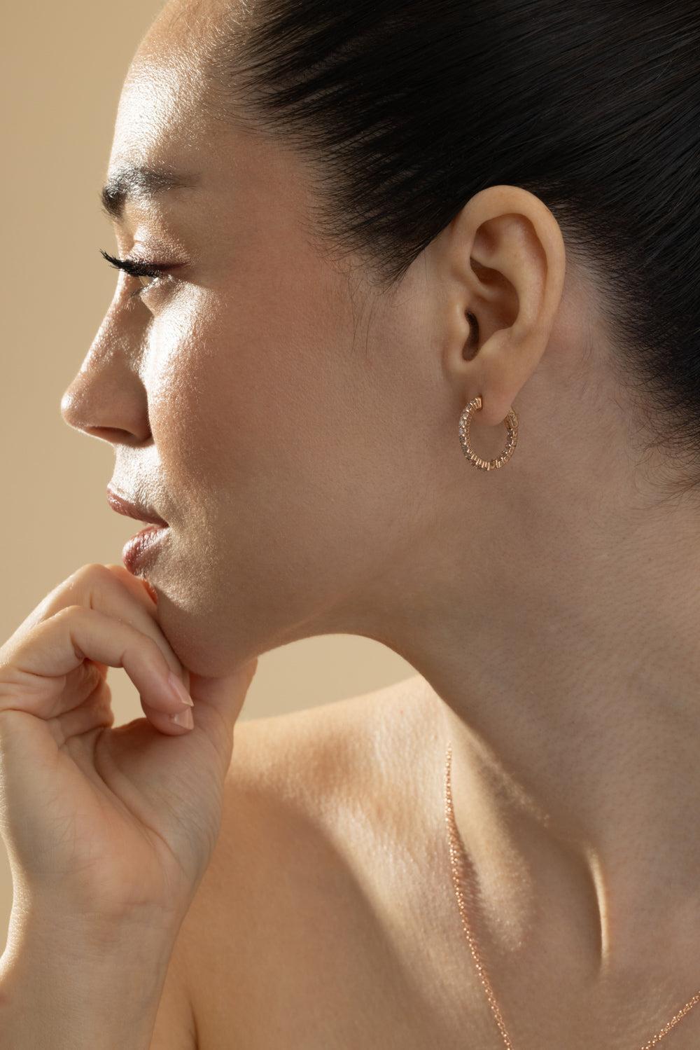 Diamond Hoop Earrings-ROSE GOLD-JEWELRYFINE JEWELEARRING-RARE COLORS BY NAMDAR