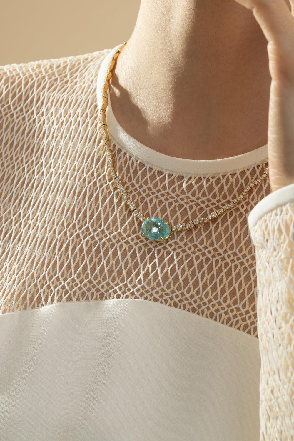 Paraiba Diamond Rio Necklace-YLLWGOLD-JEWELRYFINE JEWELNECKLACE O-GRAZIELA