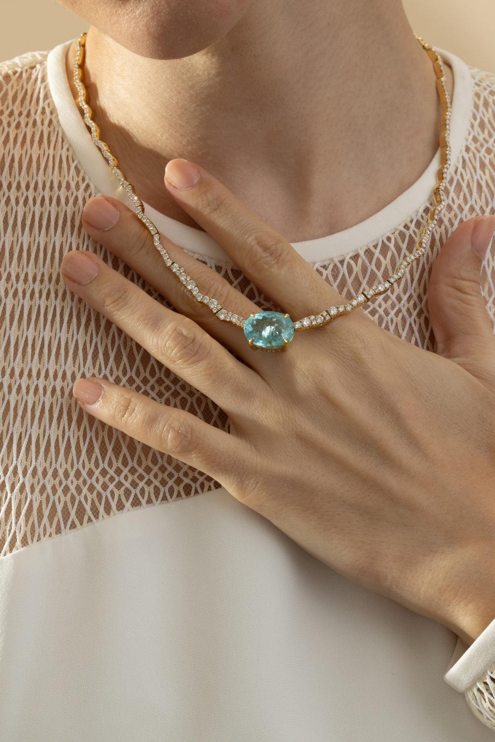 Paraiba Diamond Rio Necklace-YLLWGOLD-JEWELRYFINE JEWELNECKLACE O-GRAZIELA