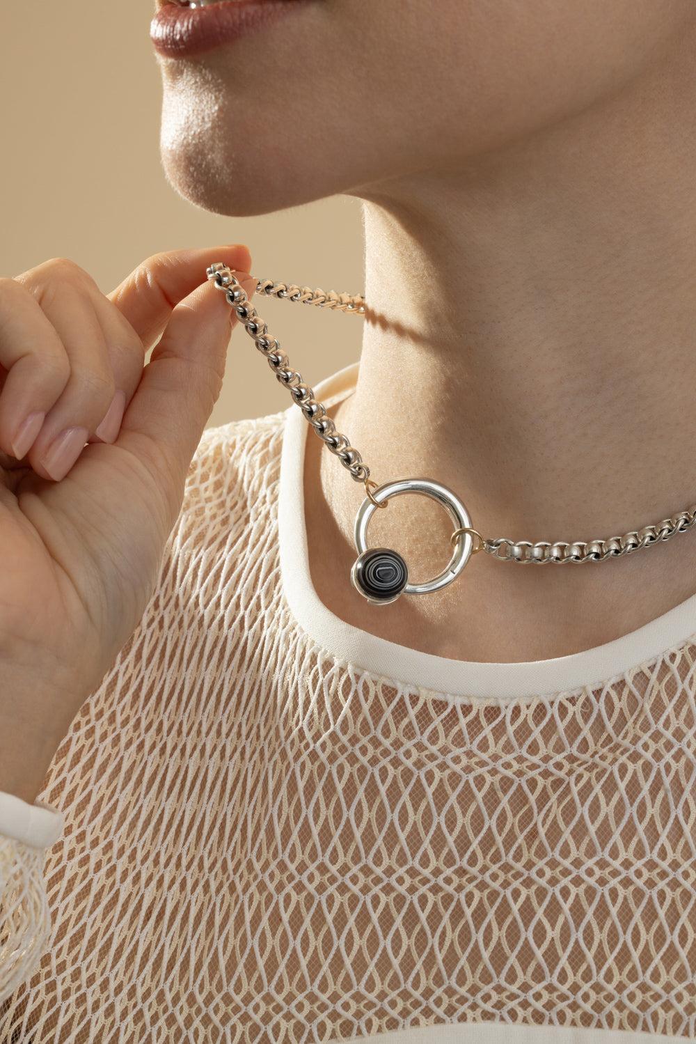 Rolling Curb Necklace-SILVER-15-JEWELRYFINE JEWELNECKLACE O-MARLA AARON