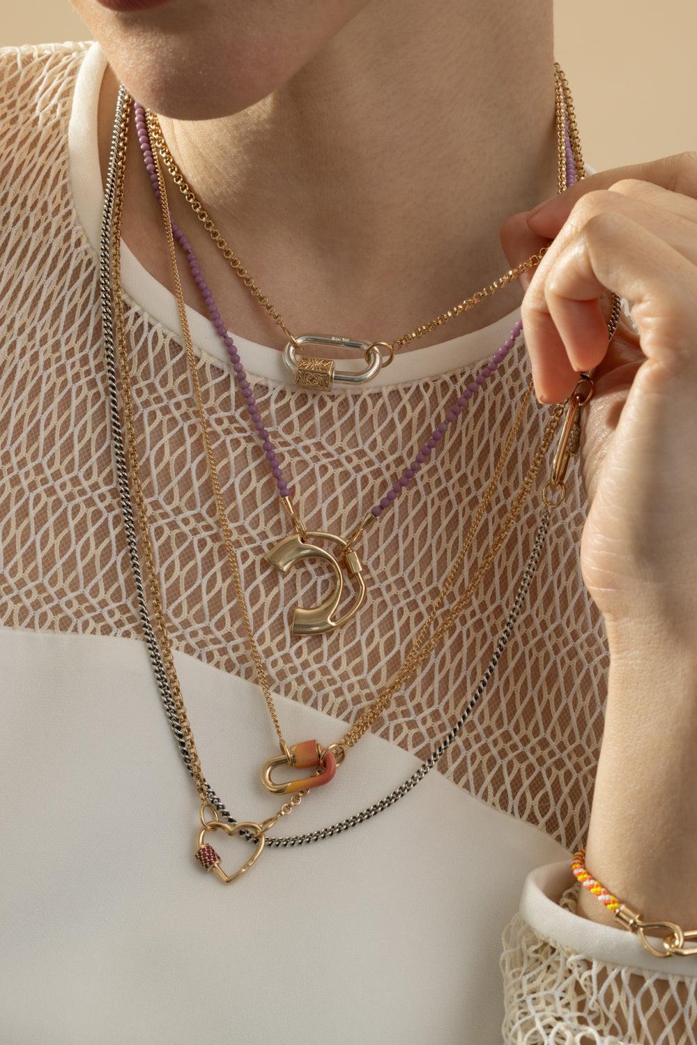 Three Loop Rolo Chain Necklace-YELLOW GOLD-16/24-JEWELRYFINE JEWELNECKLACE O-MARLA AARON