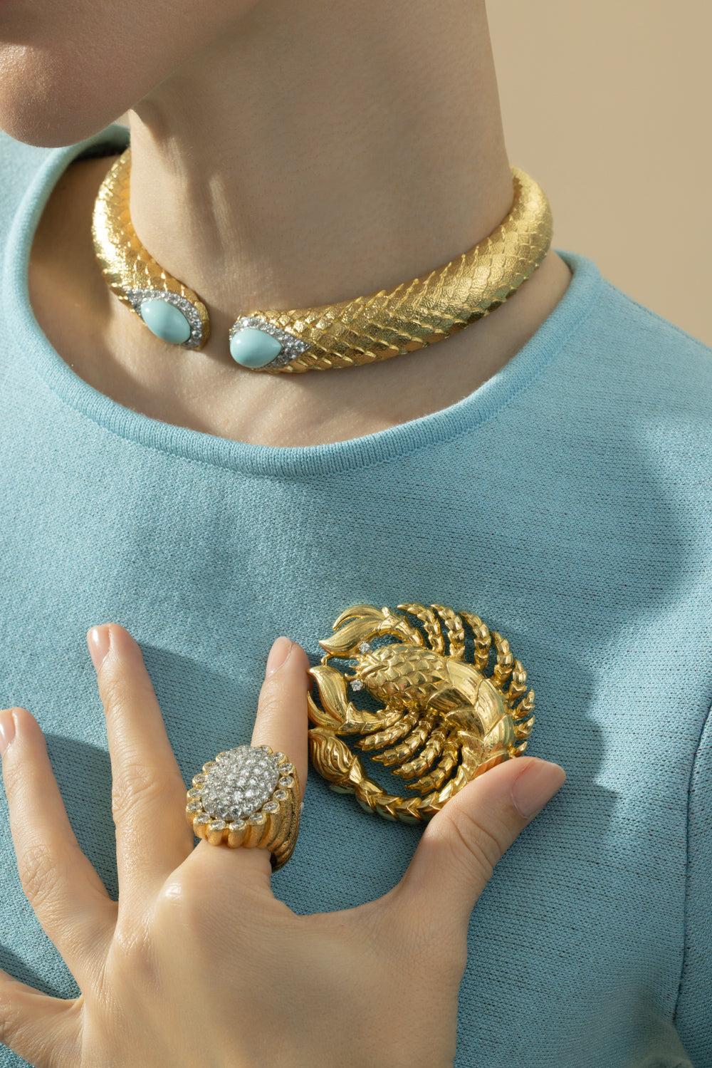 Zodiac Scorpio Brooch-YELLOW GOLD-JEWELRYFINE JEWELPIERCING-DAVID WEBB