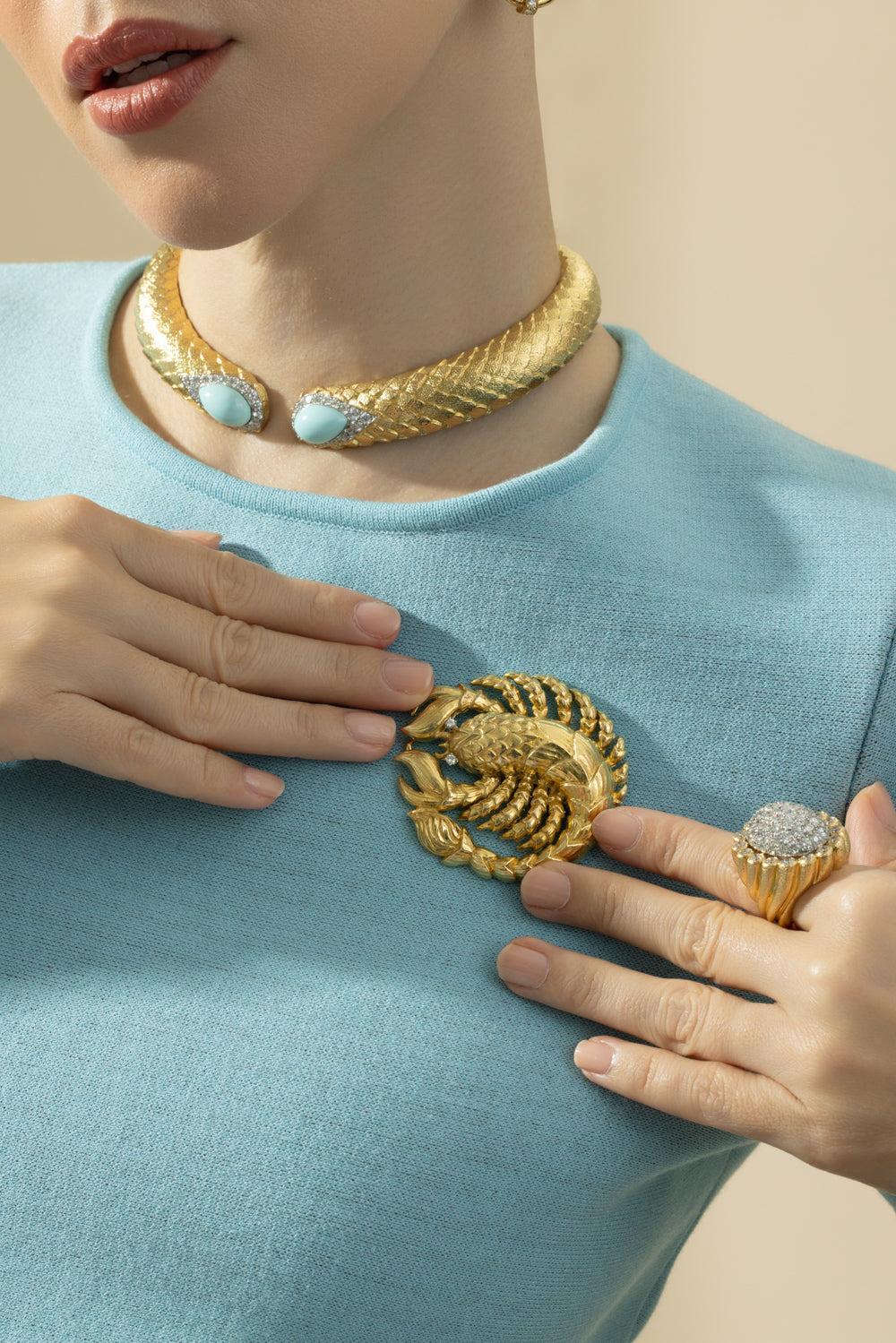 Zodiac Scorpio Brooch-YELLOW GOLD-JEWELRYFINE JEWELPIERCING-DAVID WEBB