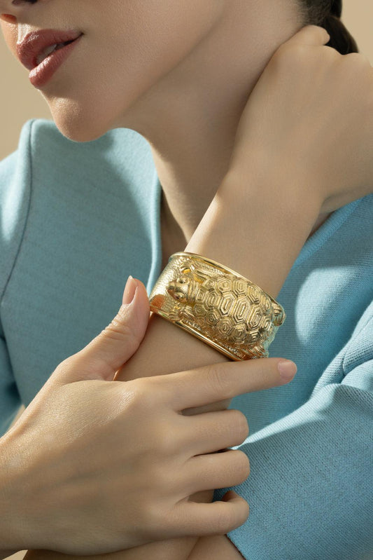 Tortoise Repousse Bracelet-YELLOW GOLD-JEWELRYFINE JEWELBRACELET O-DAVID WEBB