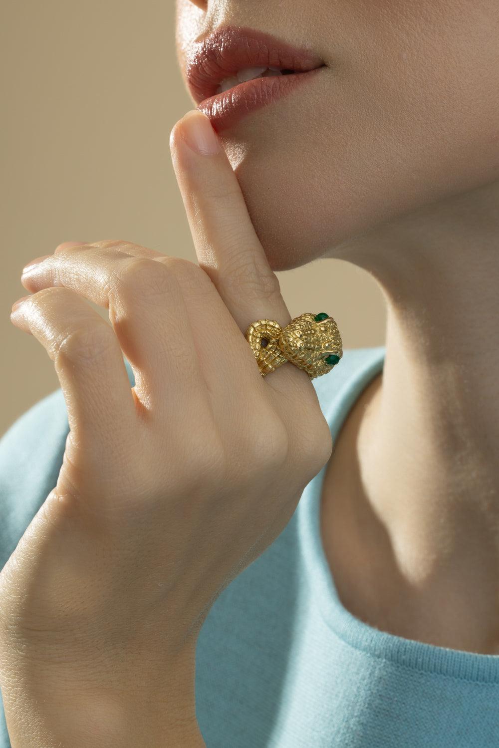 Repousse Alligator Ring-YELLOW GOLD-7-JEWELRYFINE JEWELRING-DAVID WEBB