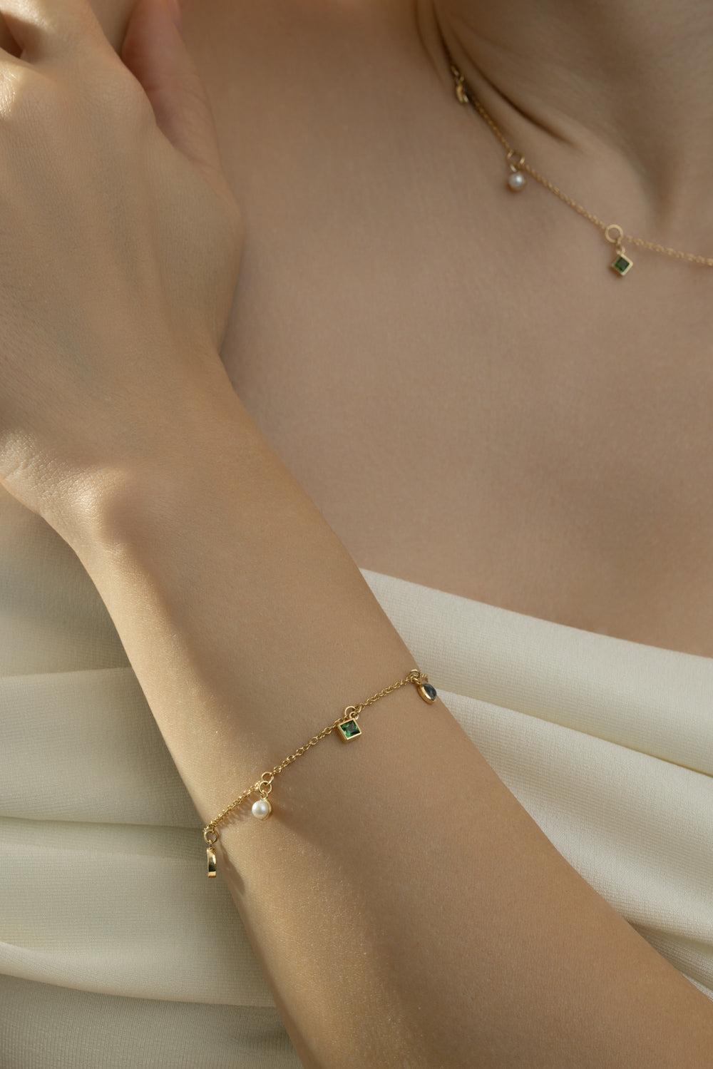 Multi Stone Points Of Light Bracelet-YELLOW GOLD-JEWELRYFINE JEWELBRACELET O-MONICA RICH KOSANN