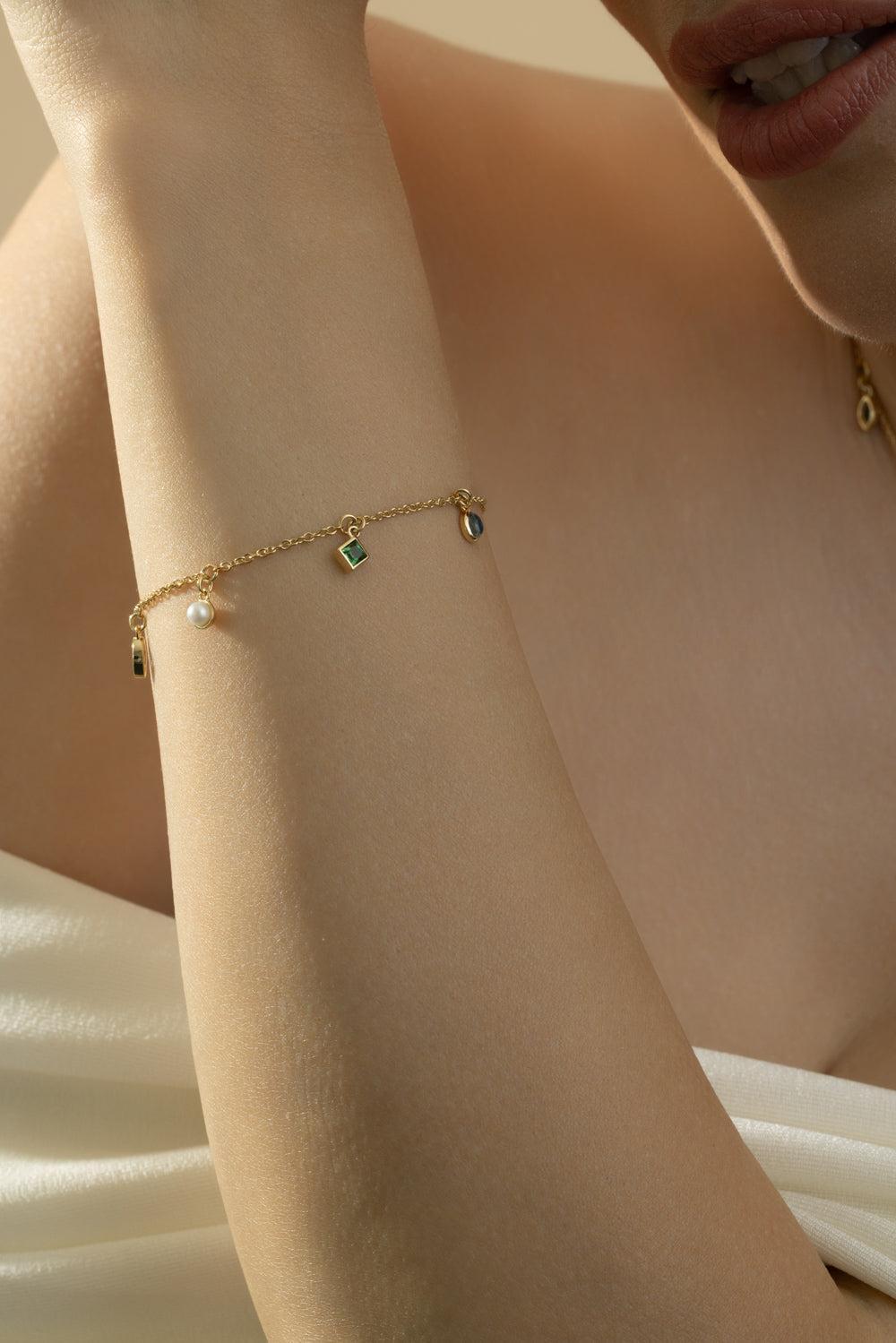 Multi Stone Points Of Light Bracelet-YELLOW GOLD-JEWELRYFINE JEWELBRACELET O-MONICA RICH KOSANN