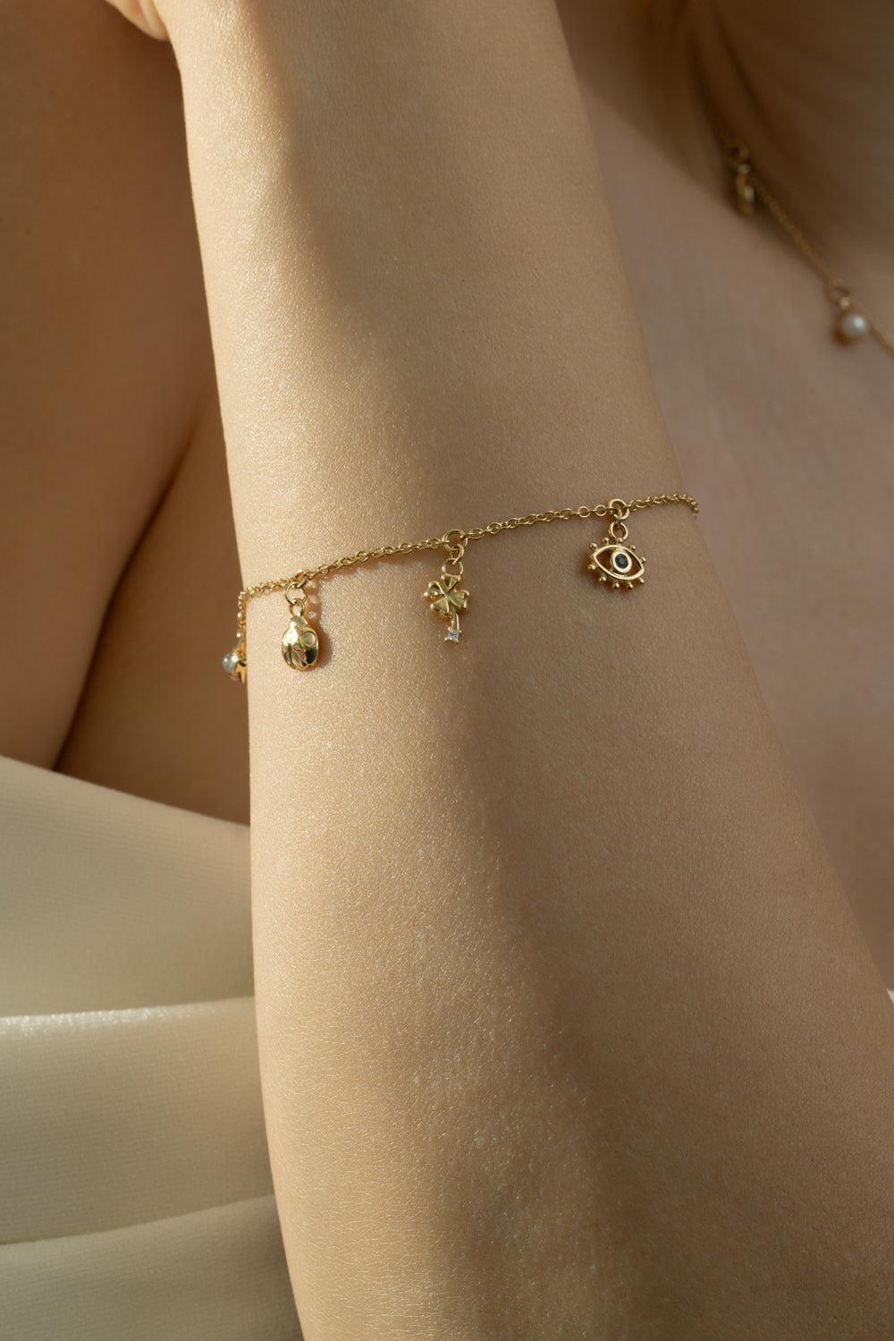 Diamond Sapphire My Lucky Charm Bracelet-YELLOW GOLD-JEWELRYFINE JEWELBRACELET O-MONICA RICH KOSANN