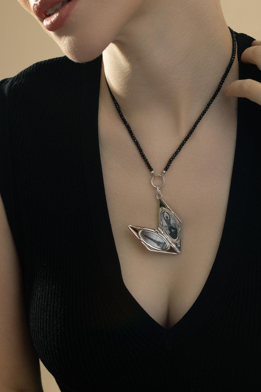 Deco Points North Locket Necklace-SILVER-JEWELRYFINE JEWELNECKLACE O-MONICA RICH KOSANN