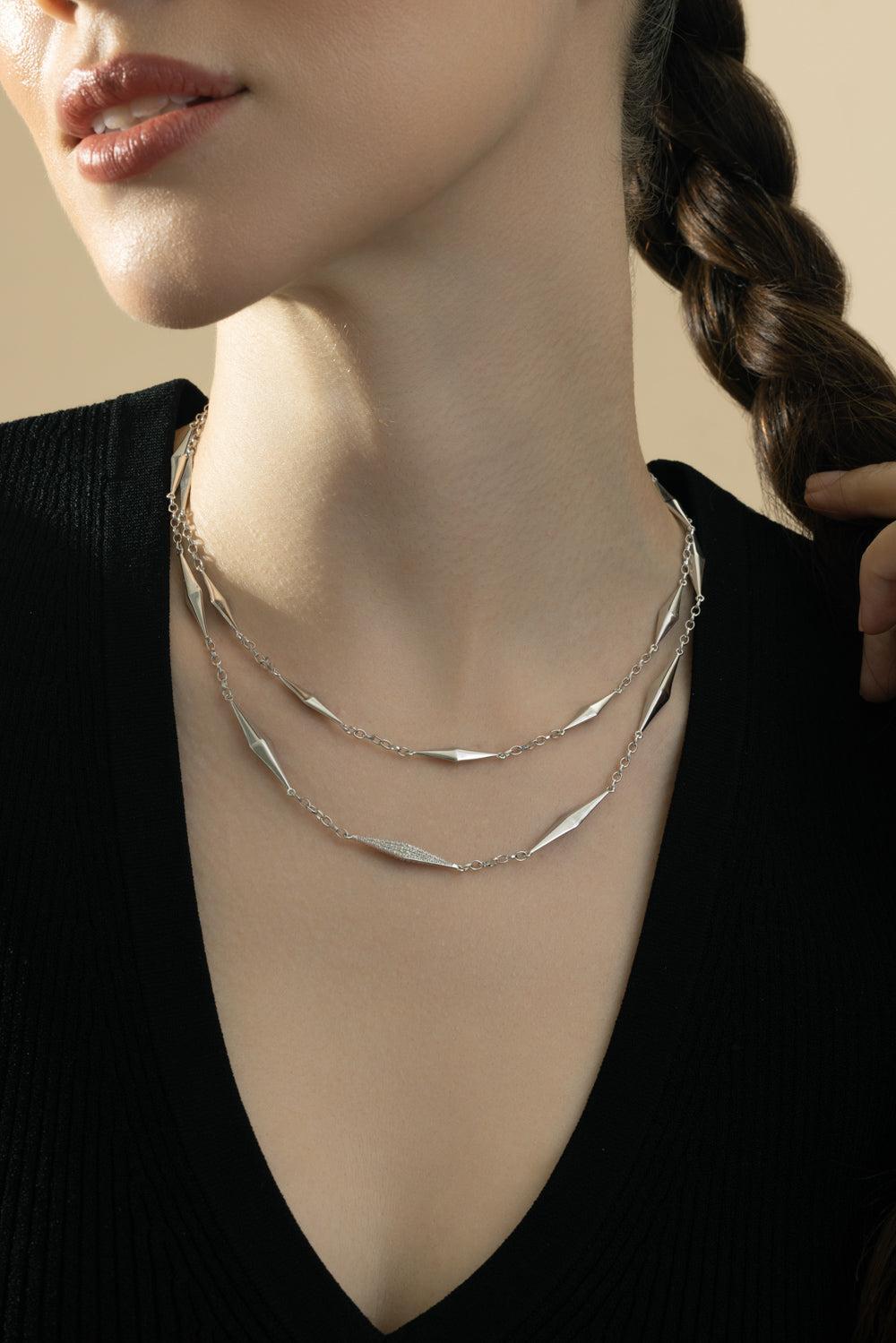 White Sapphire Points North Necklace-SILVER-18-JEWELRYFINE JEWELNECKLACE O-MONICA RICH KOSANN