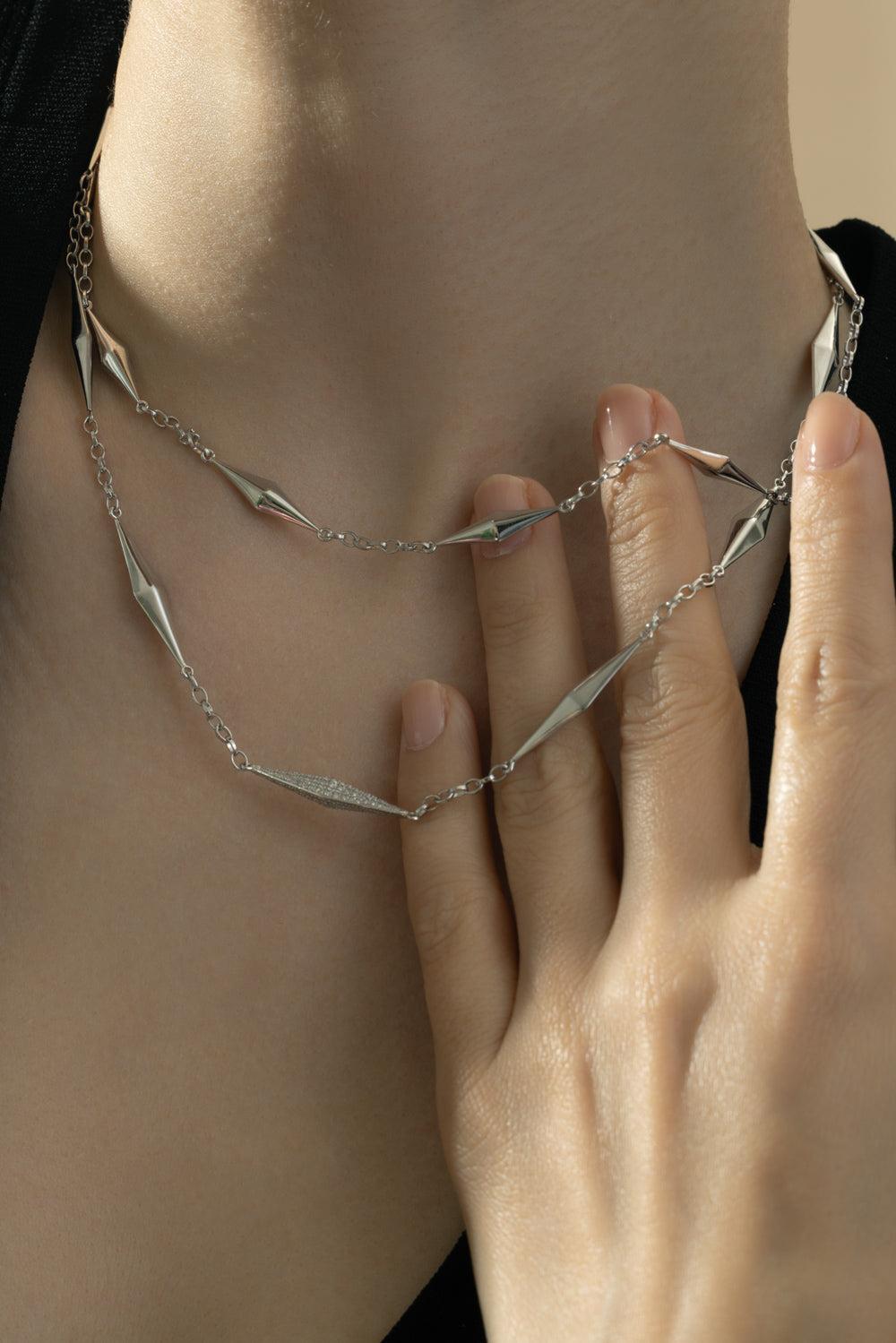 White Sapphire Points North Necklace-SILVER-18-JEWELRYFINE JEWELNECKLACE O-MONICA RICH KOSANN