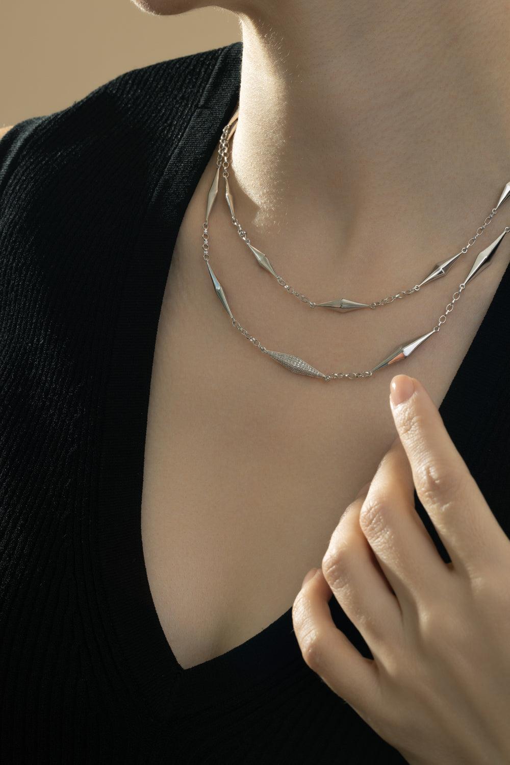 White Sapphire Points North Necklace-SILVER-18-JEWELRYFINE JEWELNECKLACE O-MONICA RICH KOSANN