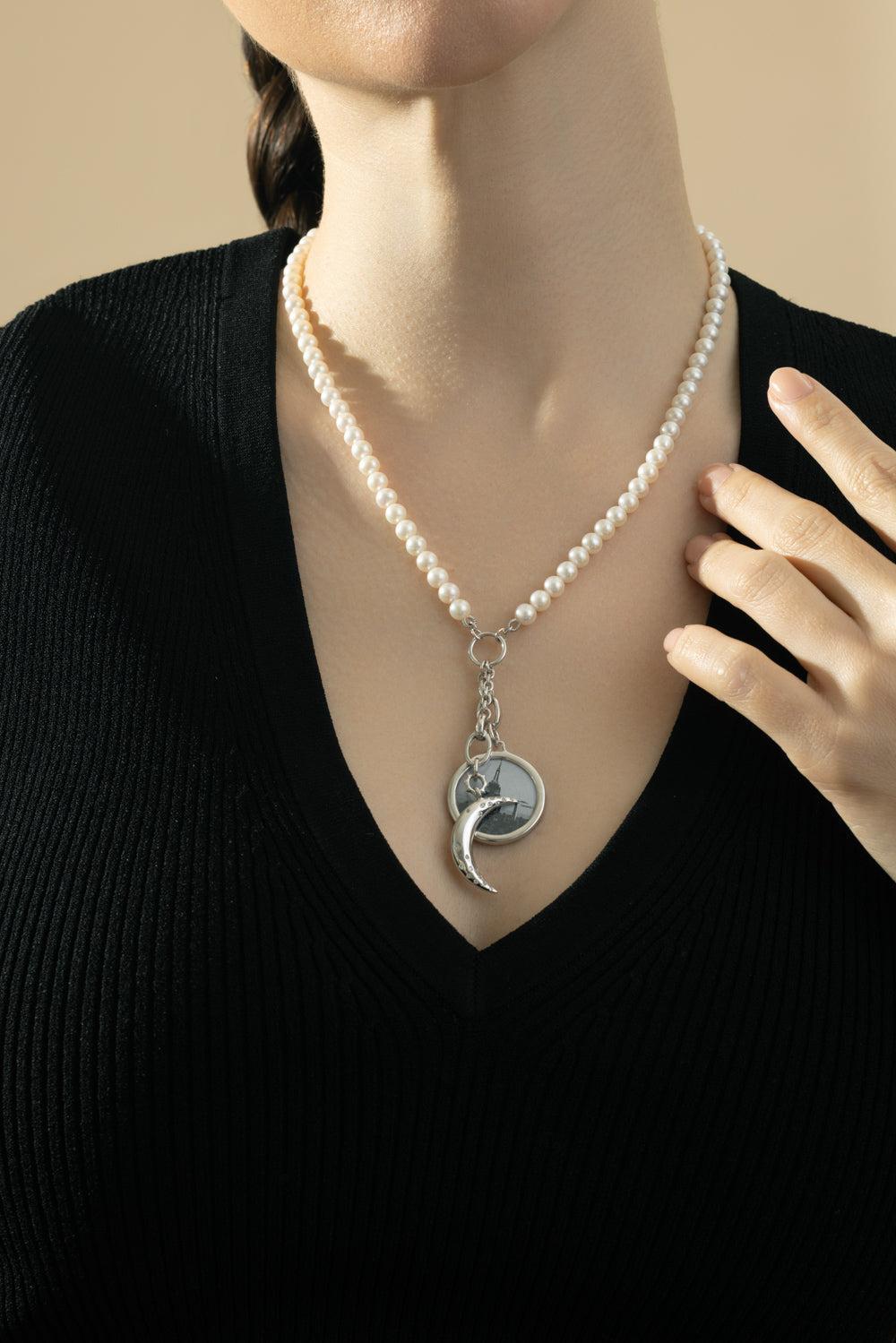 Pearl Two Station Necklace-SILVER-18-JEWELRYFINE JEWELNECKLACE O-MONICA RICH KOSANN
