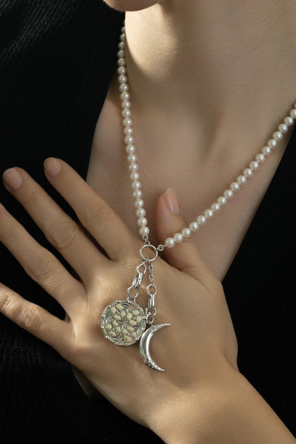 Pearl Two Station Necklace-SILVER-18-JEWELRYFINE JEWELNECKLACE O-MONICA RICH KOSANN