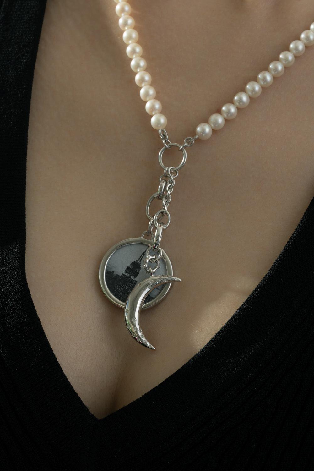 Pearl Two Station Necklace-SILVER-18-JEWELRYFINE JEWELNECKLACE O-MONICA RICH KOSANN