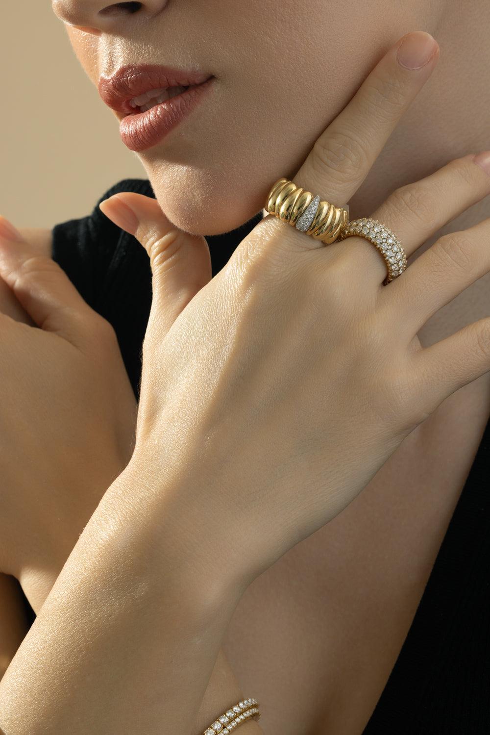 XS One Diamond Artiglio Stretch Ring-YELLOW GOLD-6.75-JEWELRYFINE JEWELRING-ROBERTO DEMEGLIO