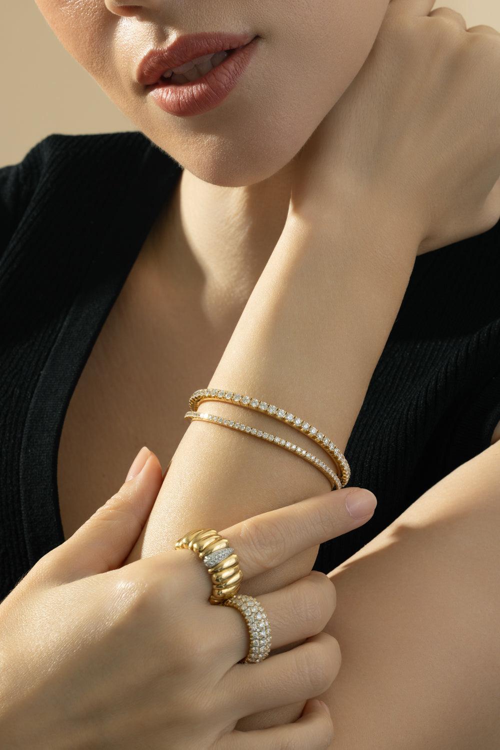 XS One Diamond Artiglio Stretch Ring-YELLOW GOLD-6.75-JEWELRYFINE JEWELRING-ROBERTO DEMEGLIO