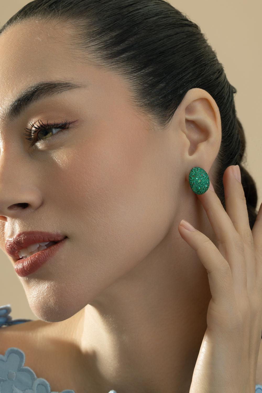 Emerald Bahia Statement Earrings-YELLOW GOLD-JEWELRYFINE JEWELEARRING-GRAZIELA
