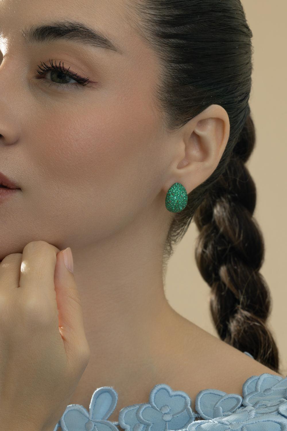 Emerald Bahia Statement Earrings-YELLOW GOLD-JEWELRYFINE JEWELEARRING-GRAZIELA