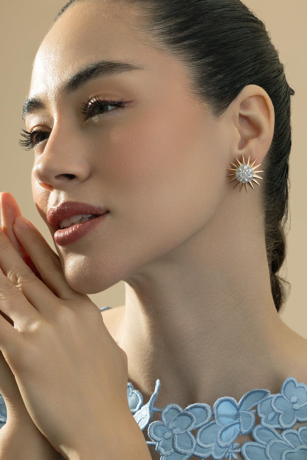 Diamond Spike Earrings-YELLOW GOLD-JEWELRYFINE JEWELEARRING-CICADA