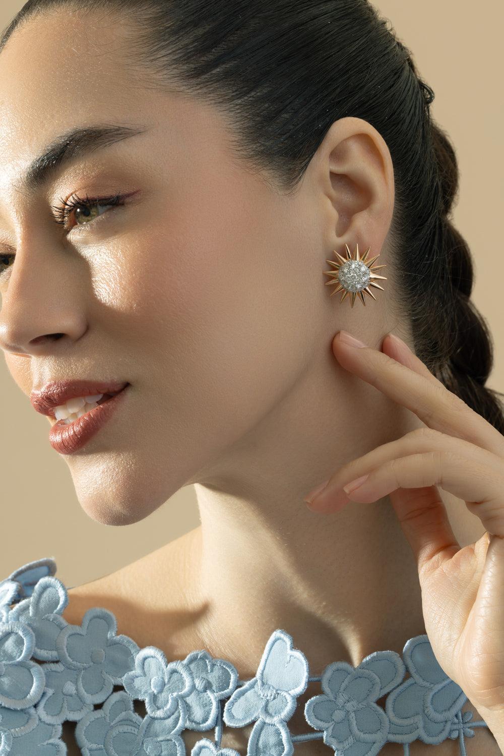 Diamond Spike Earrings-YELLOW GOLD-JEWELRYFINE JEWELEARRING-CICADA