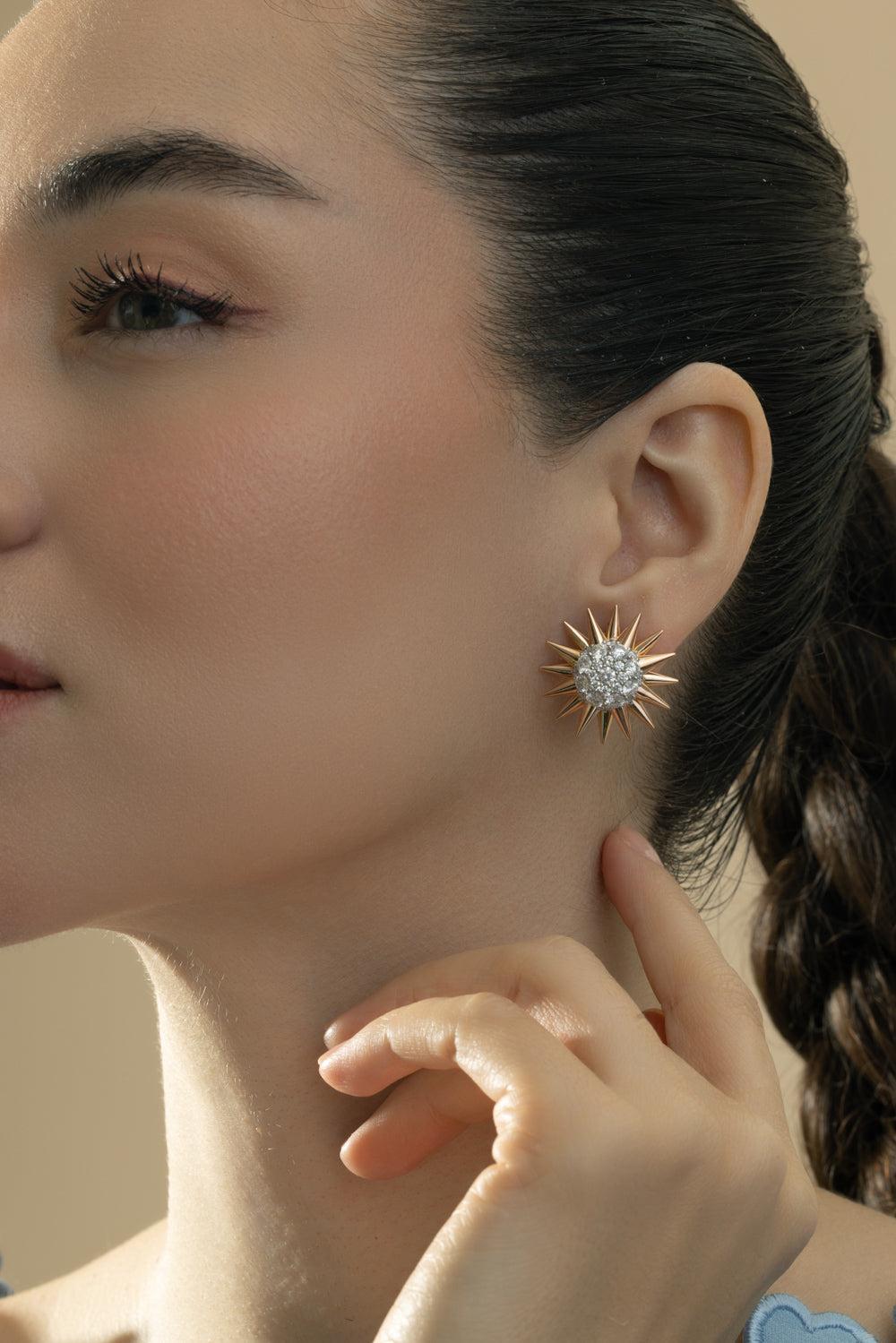 Diamond Spike Earrings-YELLOW GOLD-JEWELRYFINE JEWELEARRING-CICADA