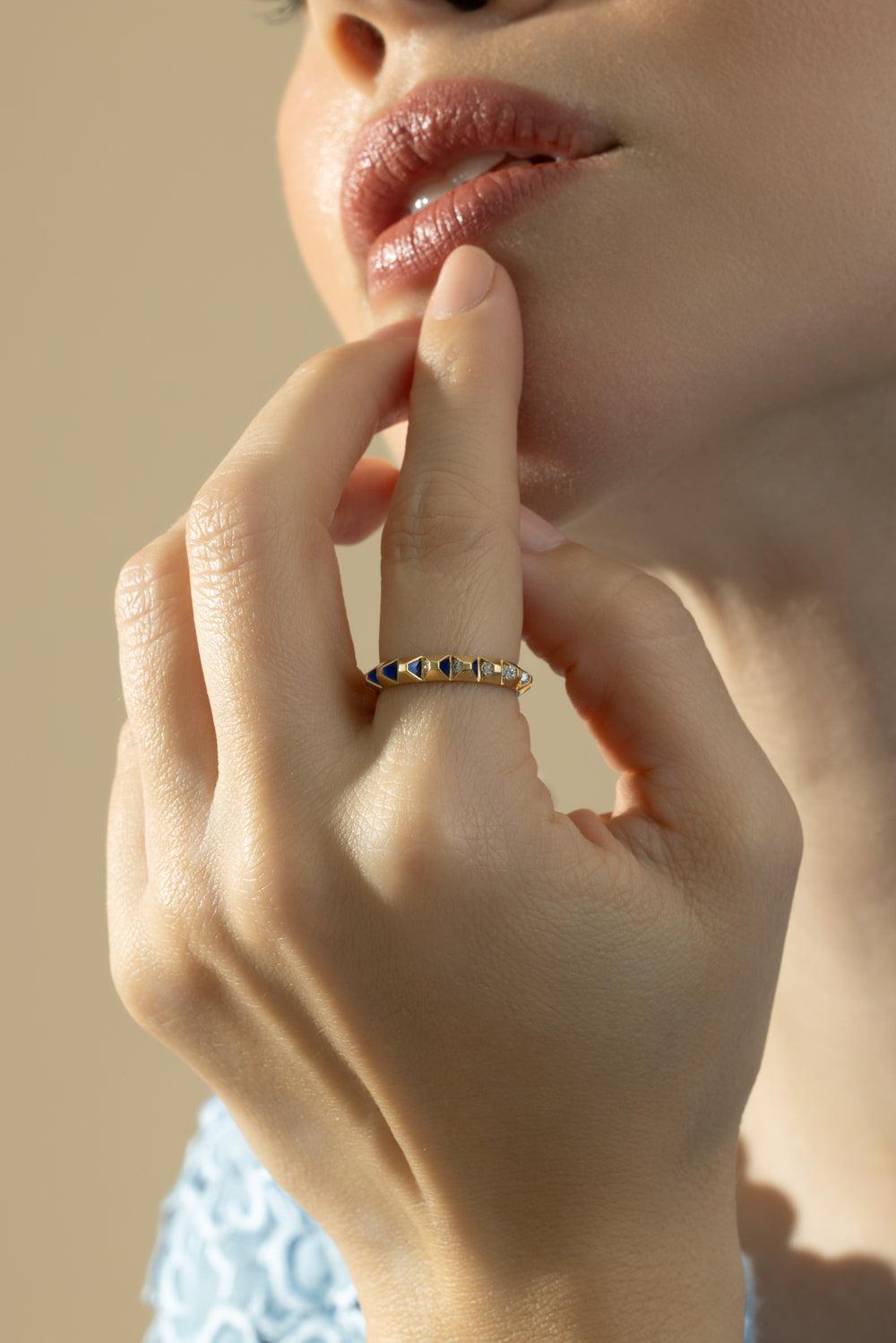 Diamond Navy Spike Ring-YELLOW GOLD-6.25-JEWELRYFINE JEWELRING-CICADA