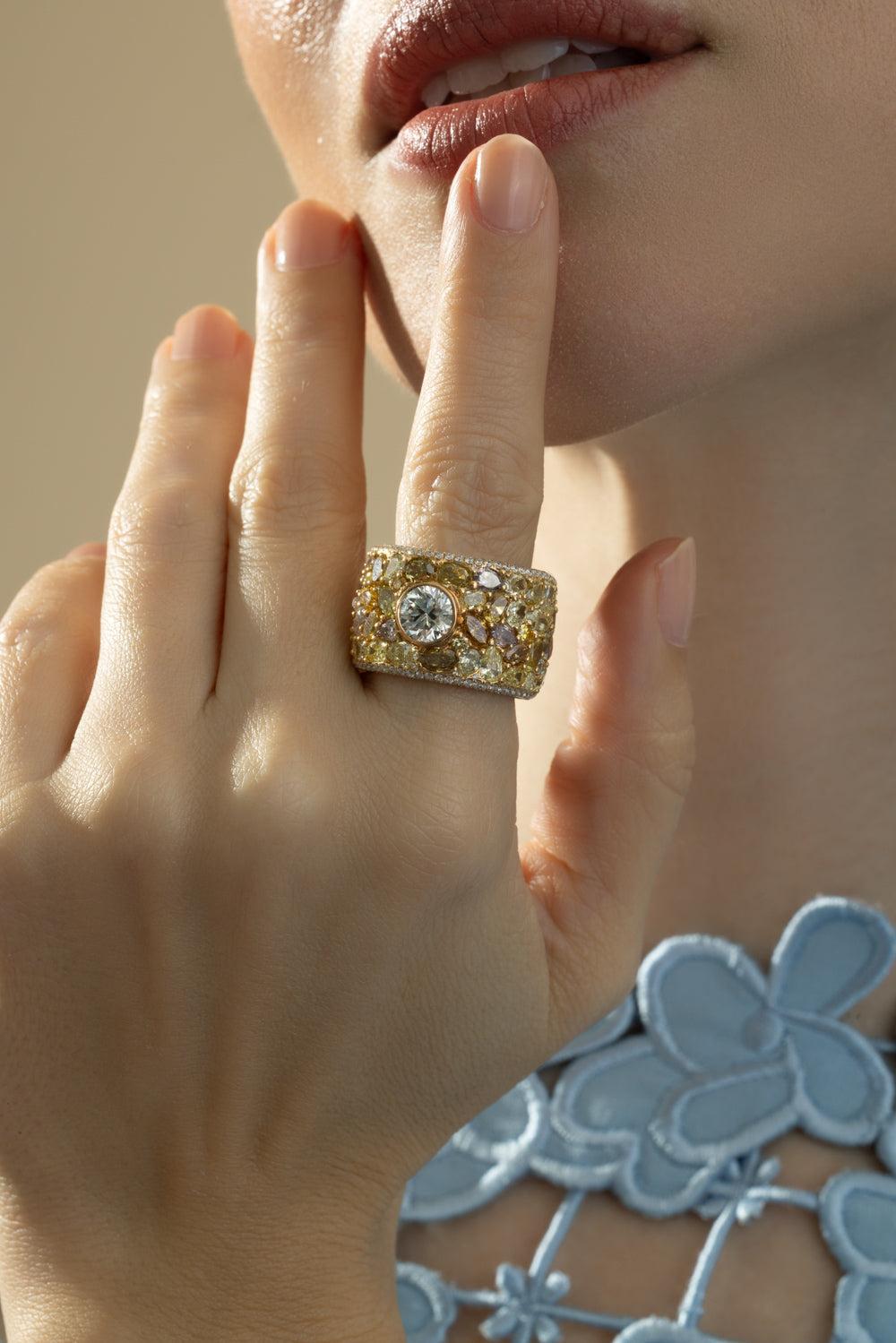 Fancy Diamond Center Ring-YELLOW GOLD-6.5-JEWELRYFINE JEWELRING-CICADA