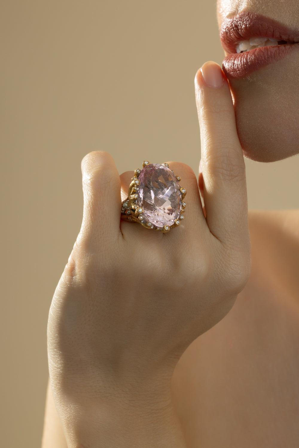 Morgnite Diamond Ring-YELLOW GOLD-5.75-JEWELRYFINE JEWELRING-CICADA