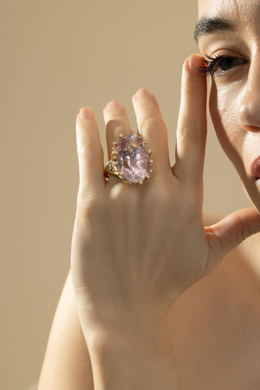 Morgnite Diamond Ring-YELLOW GOLD-5.75-JEWELRYFINE JEWELRING-CICADA