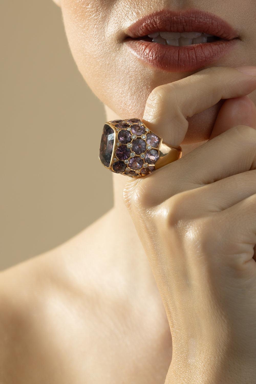 Spinel Diamond Spot Ring-ROSE GOLD-6-JEWELRYFINE JEWELRING-CICADA