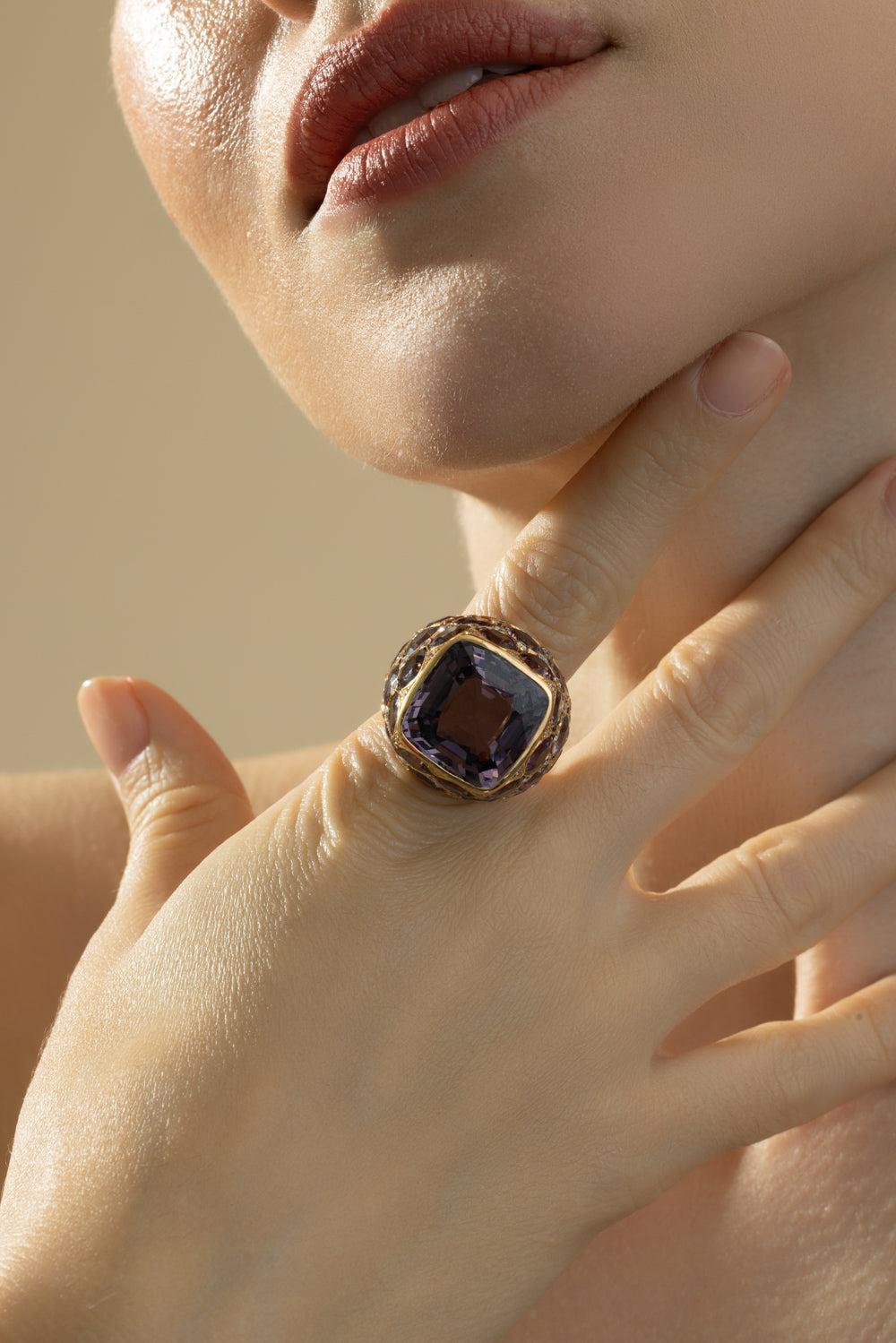 Spinel Diamond Spot Ring-ROSE GOLD-6-JEWELRYFINE JEWELRING-CICADA