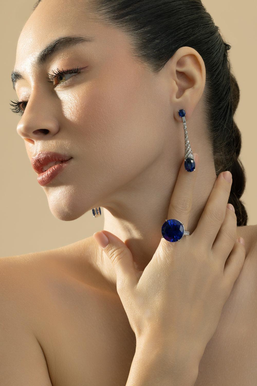 Tanzanite Diamond Ring-PLATINUM-6.5-JEWELRYFINE JEWELRING-CICADA