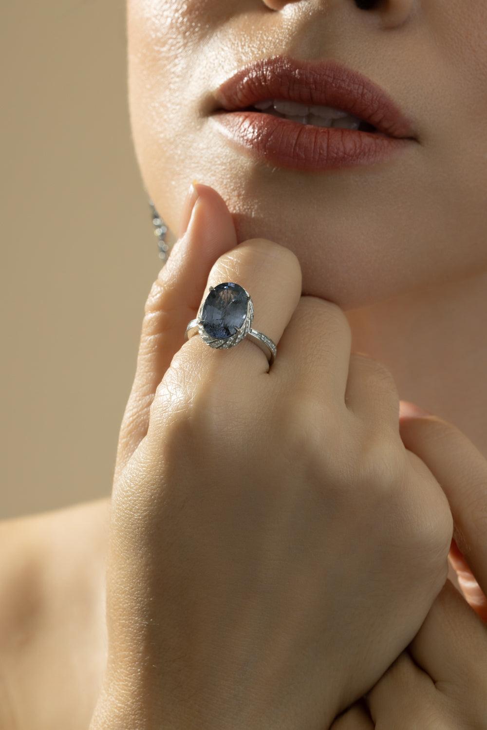 Diamond Spinel Gemset Ring-PLATINUM-6-JEWELRYFINE JEWELRING-CICADA